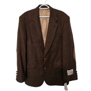 Vintage NWT Preppy  Sport Jacket Blazer Leather Buttons 100% Wool Elbow Patch